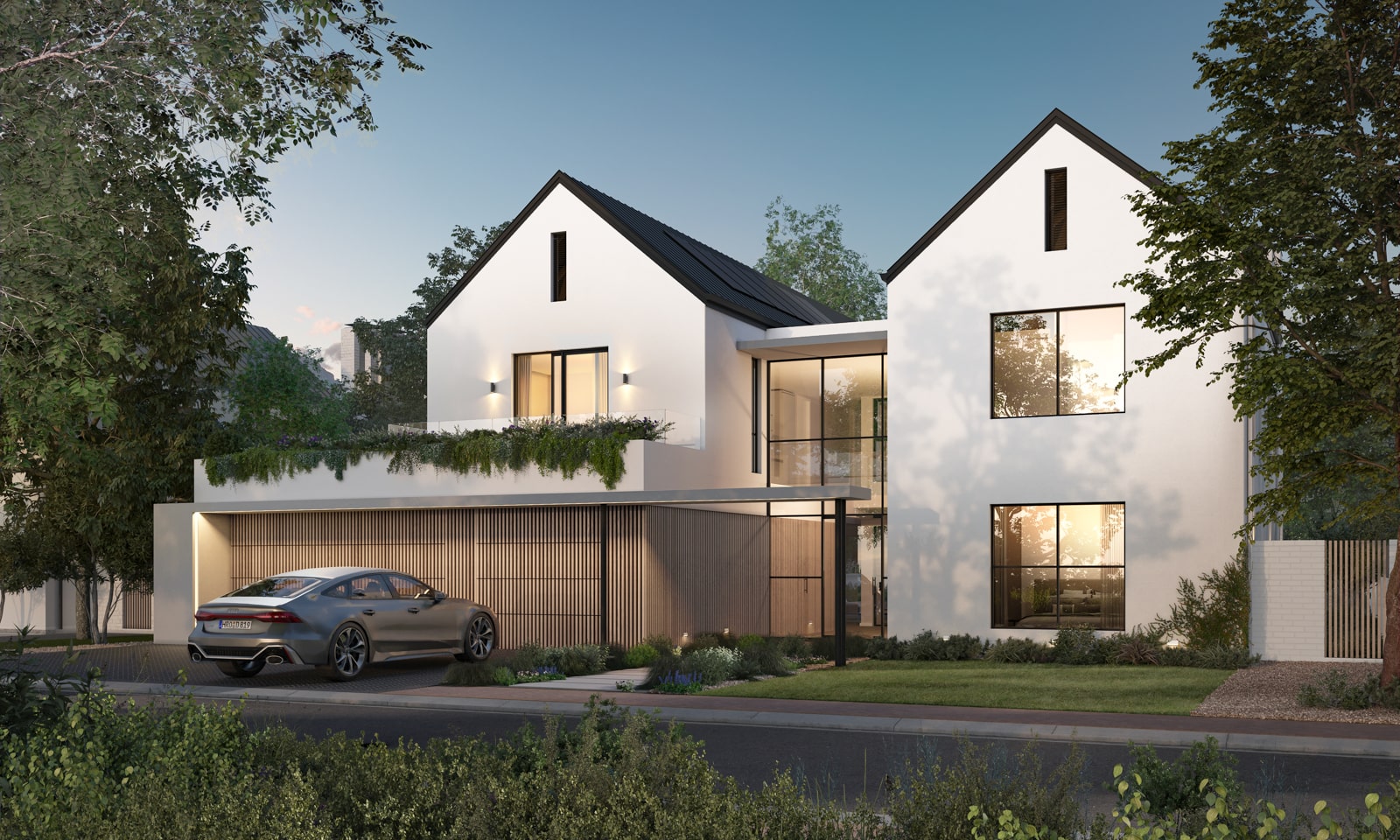 Residence 4 Image – Front exterior view of Residence 4 at Avec la Terre in Paarl, showcasing premium architectural design.