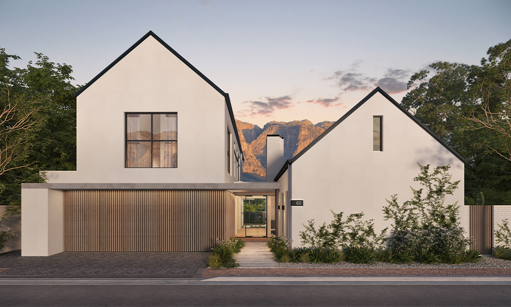 Residence 6 Image – Front exterior of Residence 6, integrated with the Paarl natural setting and luxury estate design.